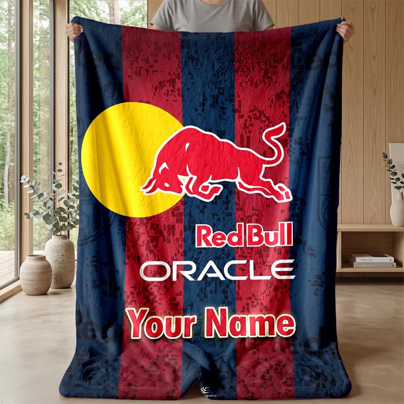 Red Bull Racing Individuelle Flanell-Kuscheldecke Drucken Sie Ihren Namen Text Weiche Warme Decke Weihnachtsgeschenk