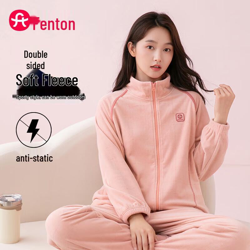 Fenteng Women s Anti-Static Bunny Fleece Loungewear Set M