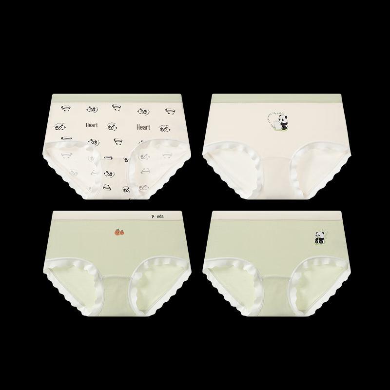 Fenteng Ke'an Women's Cartoon Panda Modal Underwear 4-Pack