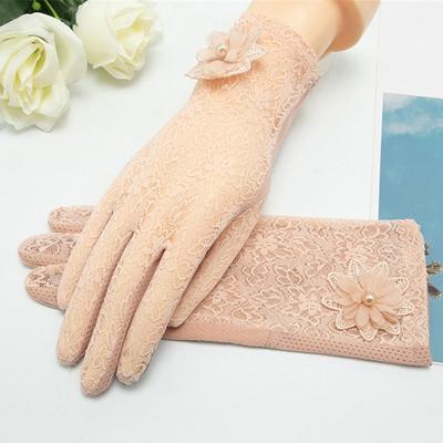 Summer Non-Slip Breathable Flowers Mittens Ice Silk Lace Gloves Sunscreen Gloves