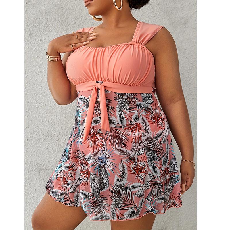 [Tankini Americano ed Europeo per Donna Robusta] Gonna a Colori Separata Boxer Indipendenti Costume da Bagno Conservativo Taglie Forti Donna
