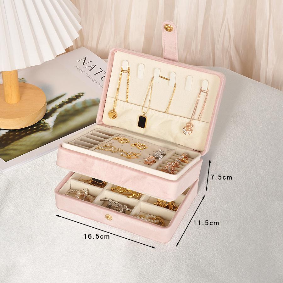 Double-Layer Jewelry Storage Box for Necklaces & Rings, Multifunctional Organizer for Earrings & Jewellery розовый