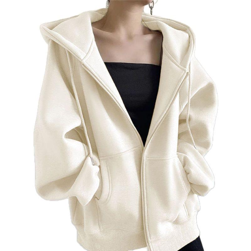 Korejský Oversized Mikinový Svetr s Kapucí pro Ženy - Podzim/Zima Sametový Silný Top v Uvolněném Stylu