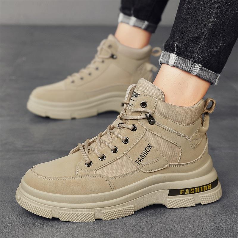 New Fashion Autumn And Winter Men's High Top Martin Boots Students Male Boys Trending Soft Sole Work Shoes Labor Protection Martin Sneakers