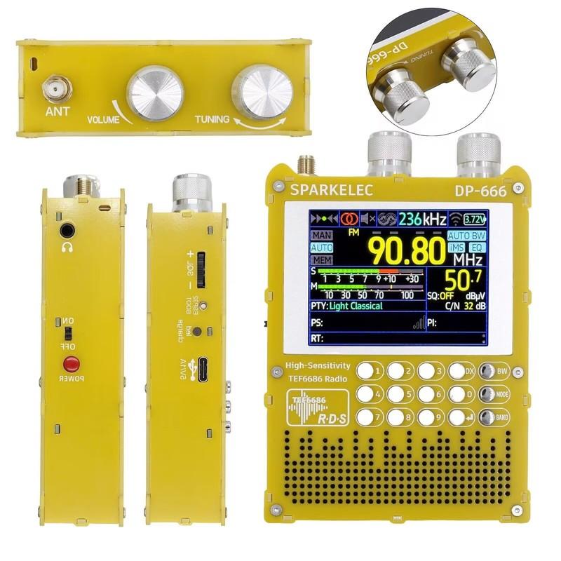 DP-666 Radio TEF6686 Alta Sensibilidad Banda Completa FM AM LW MW SW Onda Corta ESP32 RDS LCD IPS de 2.8 pulgadas