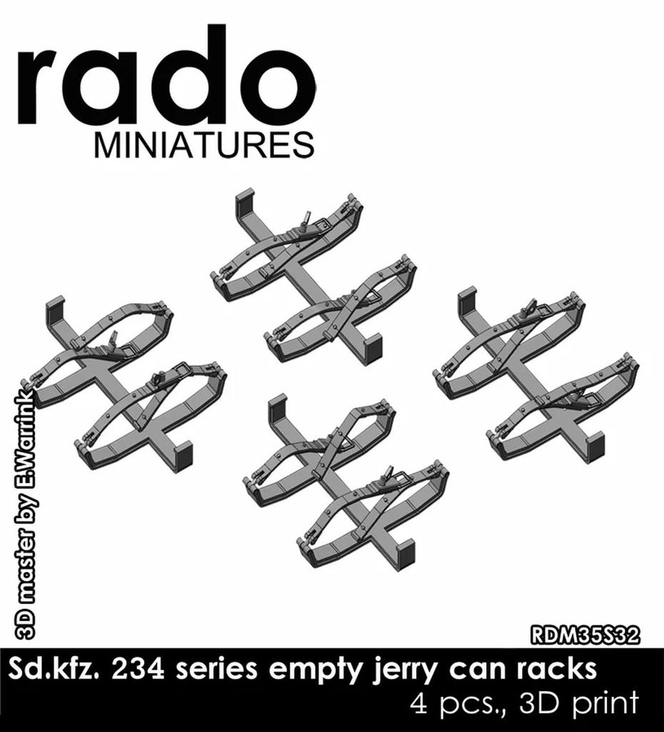 Rad Miniatures 1/35 Scale German Sd.Kfz.234 8-Wheeled Heavy Armored Vehicle Jerry Can Rack Set (4 Pieces) Plastic Model Parts RDM35S32