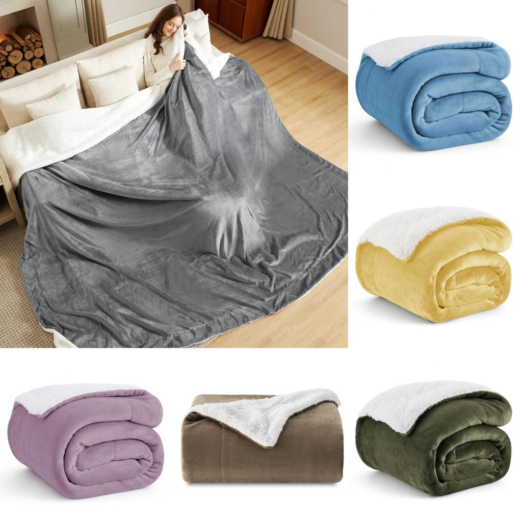 Blanket Bed Throw Sherpa Flannel Blankets Fleece Fluffy Lightweight Microfiber