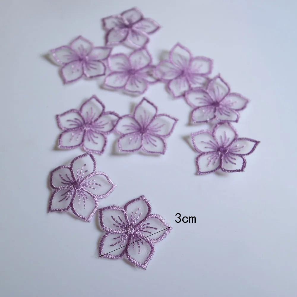 10Pcs Black White Lace Embroidered Flowers Patches Applique Patch Decoration