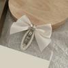 Women Hairpin Smooth Edges Smooth Satin Ribbon Bow Sparkling Rhinestone Rounded BB Clip Hair Accessory