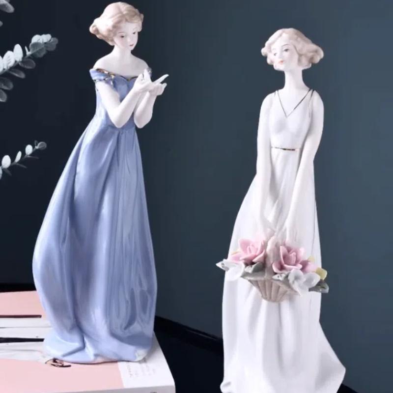 NooLim Figurine elegante Zeițe din ceramică – Statuetă din porțelan pentru decor de nuntă și cadouri pentru casă
