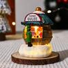 Christmas Luminous Resin Houses LED Micro-Landscape Santa Claus House Craft Ornament Chirtmas Desktop Decoration