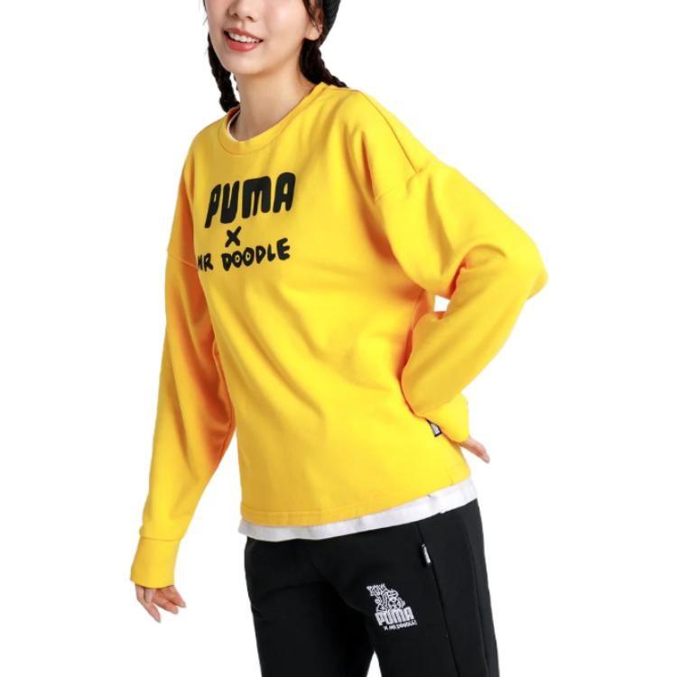 Puma X Mr Doodle Sweatshirts Women's Yellow Crew Neck Moderate Other 598687-99