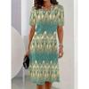 Summer Women Dress Casual Loose Short Sleeve O-Neck Print Mini Dress