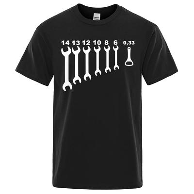 T-Shirt mit Vintage-Schraubenschlüssel und Öffner, für Herren, Autoreparatur, Ingenieur, Baumwolle, kurzärmelig, lustiges T-Shirt, Top, T-Shirt, Herrenbekleidung