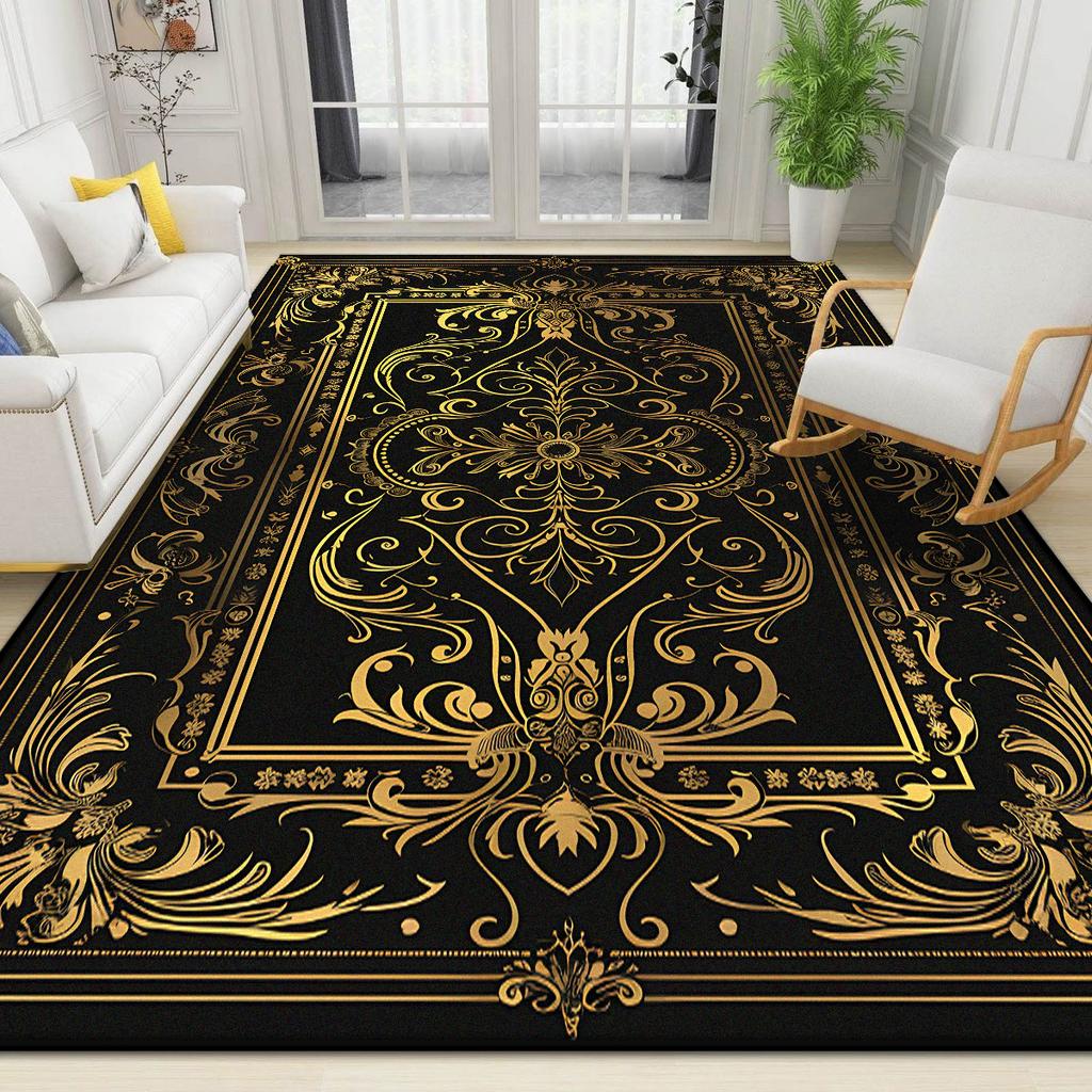 Large Size Luxury Golden Rugs for Living Room Home Nordic Style Bedroom Decor Carpet Non-slip Coffee Table Mat Tapis Salon