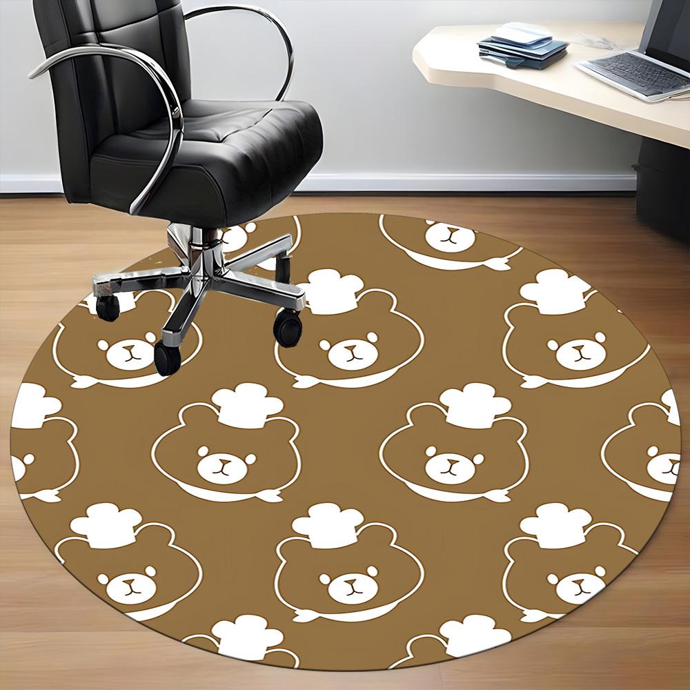 1pc Bear Pattern Office Round Rug, Carpet for Office, Gaming, Lightweight Round Floor Mat yy260205077