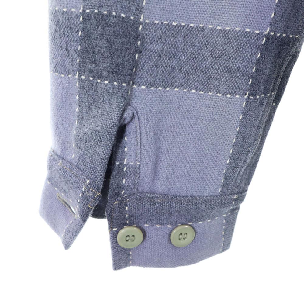 Vintage 50s Open Collar Check Long Sleeve Open Collar Shirt M Gray Men's Used