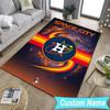 Custom NameNeon Lights Houston Logo Carpet, Indoor Rug, Chair Rug, Living Rooms, Doormat Made From Polyester Home Decor Birthday Christmas Gifts