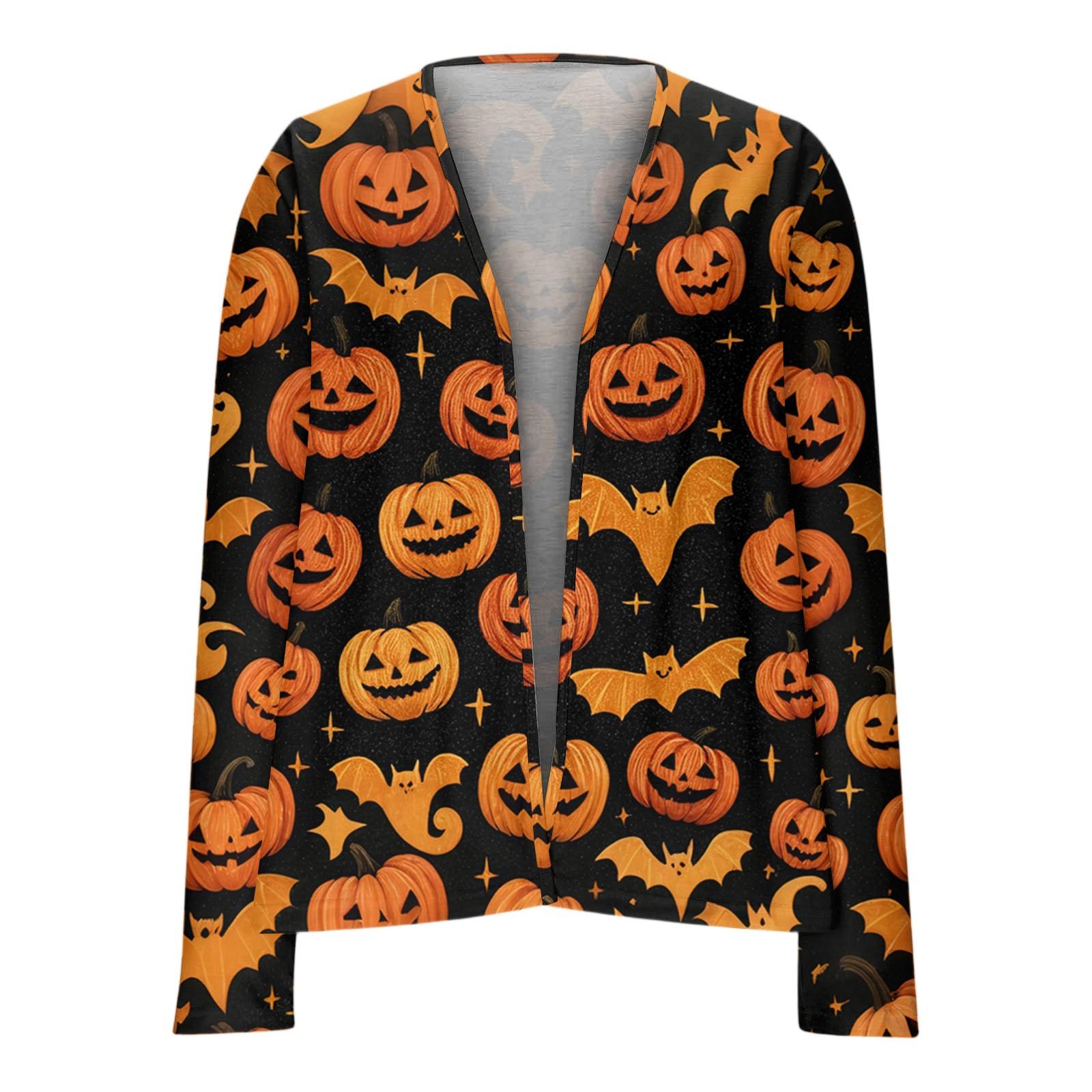 

Женский свободный удобный повседневный модный кардиган с длинным рукавом и принтом на Хэллоуин XL жёлтый