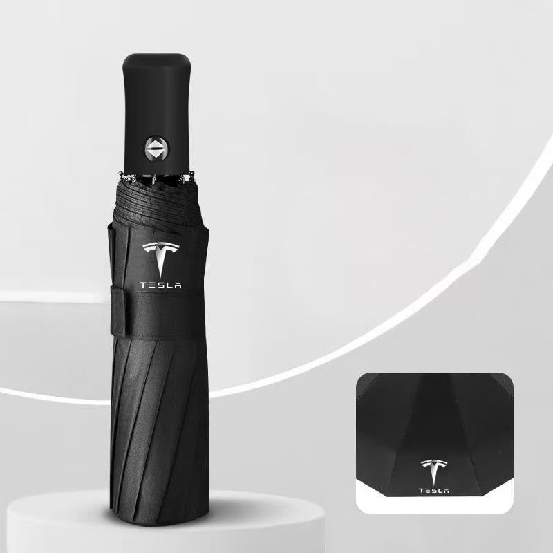 Automatic Car Logo Umbrella Portable Business Man Women Umbrella For Tesla Model 3 Model S Model X Model Y Roadster Car Sticker