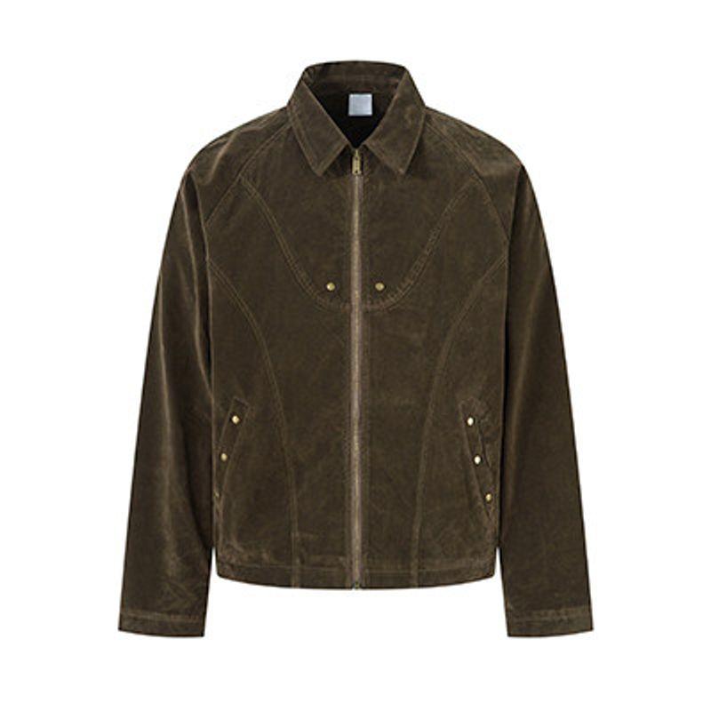Blaexit Retro Vintage Short Suede Lapel Jacket for Men, Early Autumn American Deconstructed Patchwork Coat