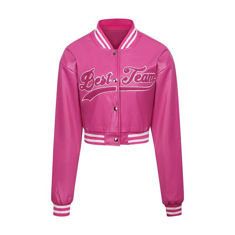 European size women s leather jacket women s casual jacket thin spring and autumn coat women s locomotive jacket baseball jacket PU leather jacket M мерцание