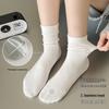Women's Solid Color Mid-Calf Cotton Socks - Sweat-Absorbent, Breathable & Loose Fit, Ideal for Spring & Autumn