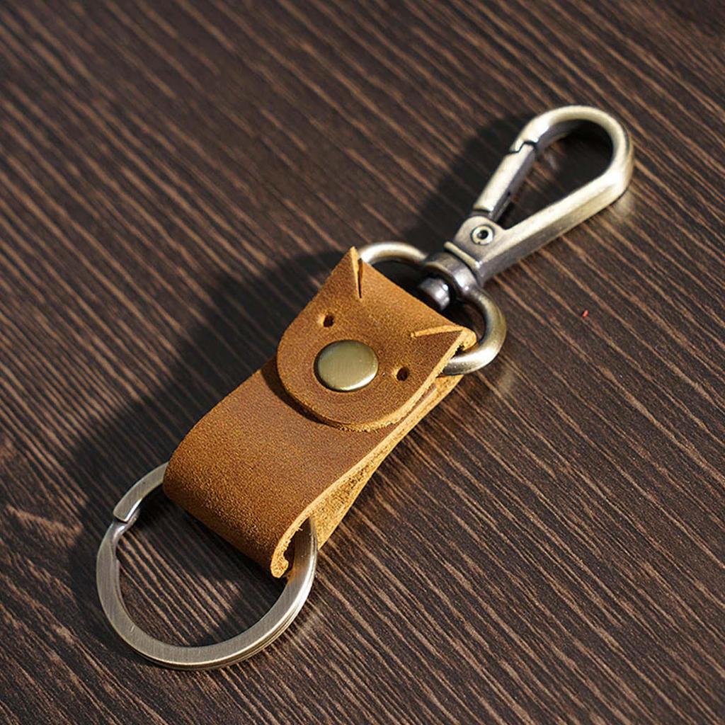 Fashion Leather Keychain, Unisex Key Chain Holder, Business Metal Ring with Belt Loop, Keyring