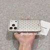 Simple Silver Bottom Full Screen Small Black Polka Dot Is Suitable for Apple 17promax Mobile Phone Case Iphone16p Protective Case
