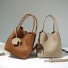 New Handbag for Women, Top Layer Cowhide Vegetable Basket Bag, Commuting High-end Feel, Leather Crossbody Bucket Bag for Women