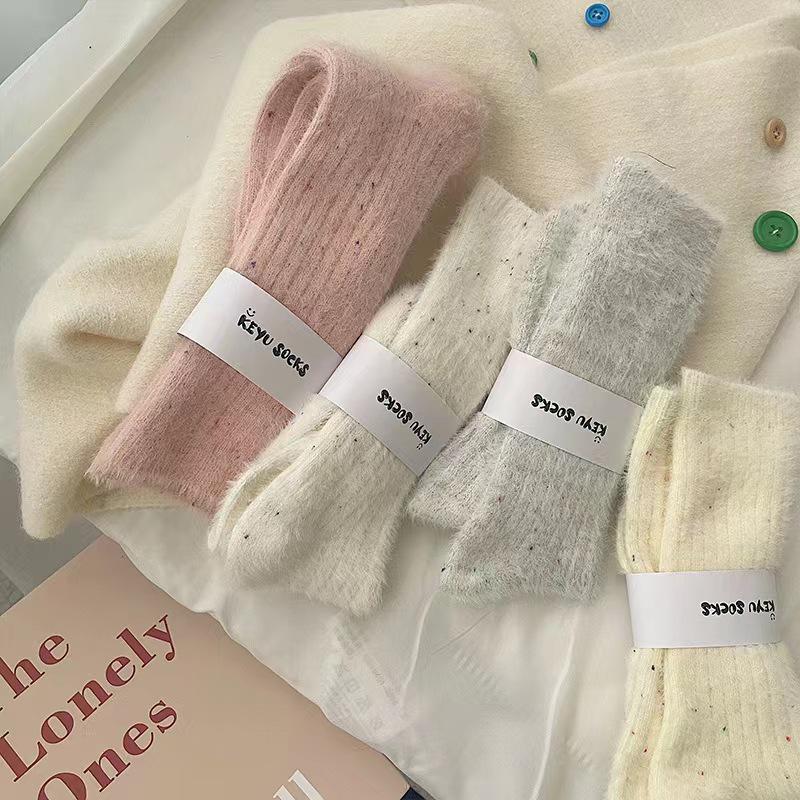 Γυναικείες Κάλτσες από Μινκ Φλις: Ζεστό, Χοντρό Μήκος Μέσης Κνήμης, Στερεή Γούνα, Απαλή Εφαρμογή, Σχέδιο με Κουκκίδες