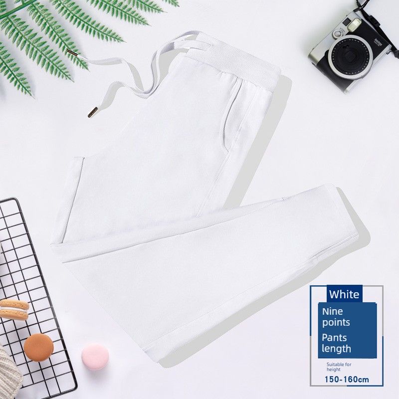 

Тонкие Укороченные Повседневные Свободные Утягивающие Спортивные Штаны с Завязками на Щиколотках White 2XL