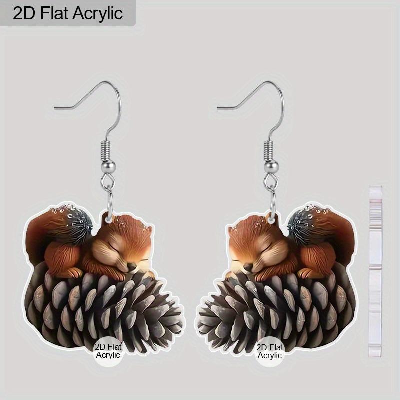 

2D Плоские Милые Акриловые Серьги-Подвески Осенняя Сосна Шишка Женские Осенние Аксессуары Шармы Ювелирные Изделия Подарки