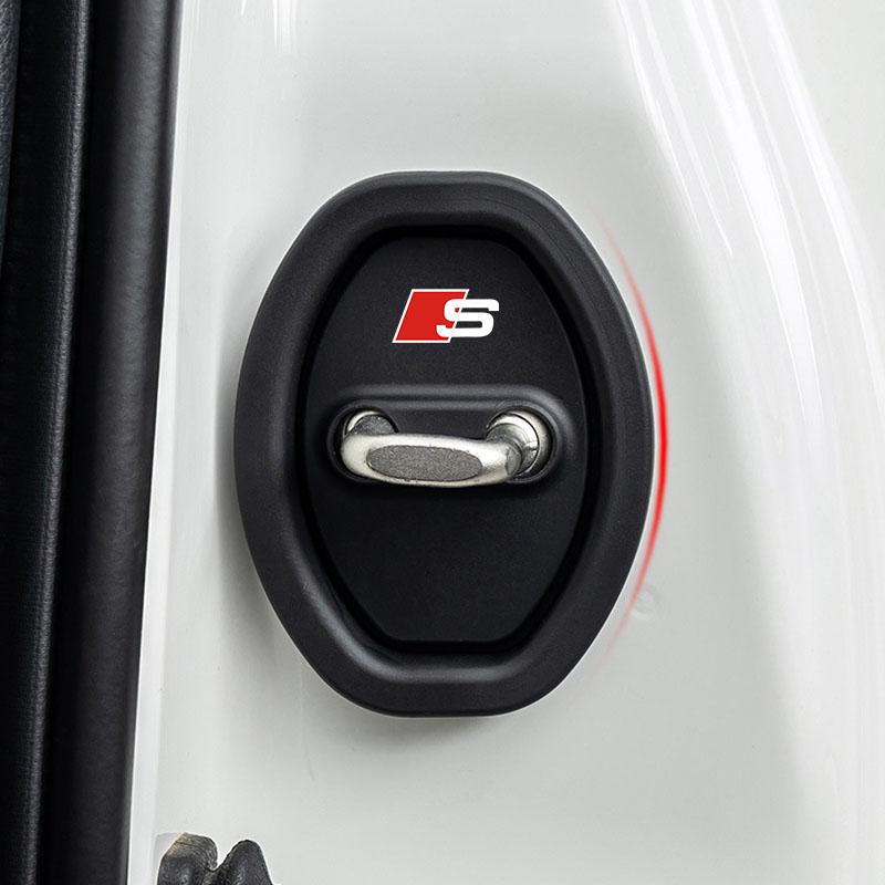 4ks Kryt zámku dveří auta s LOGEM Audi Silikonový chránič Auto příslušenství Pro Audi Q1 Q4 Q5 Q6 Q7 Q8 RS4 S6 B8 Quattro TT Ozdobte A1 A2 A3 A4 A5 A6 A7 A8