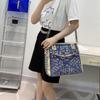 Women's 2024 Denim Canvas Rhinestone Shoulder & Crossbody Tote Handbag