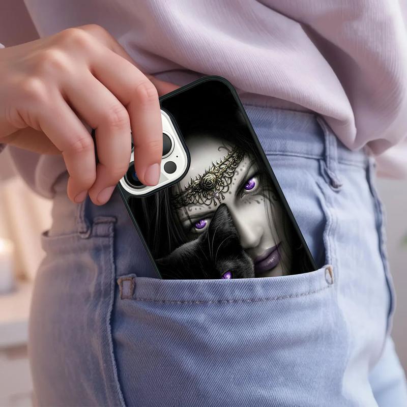 Witchcraft Halloween Cat Dark Witch Soft Phone Case For iPhone 17 Air 15 16e 14 13 Pro Max Coque 12 11 Pro Max PLUS Cover