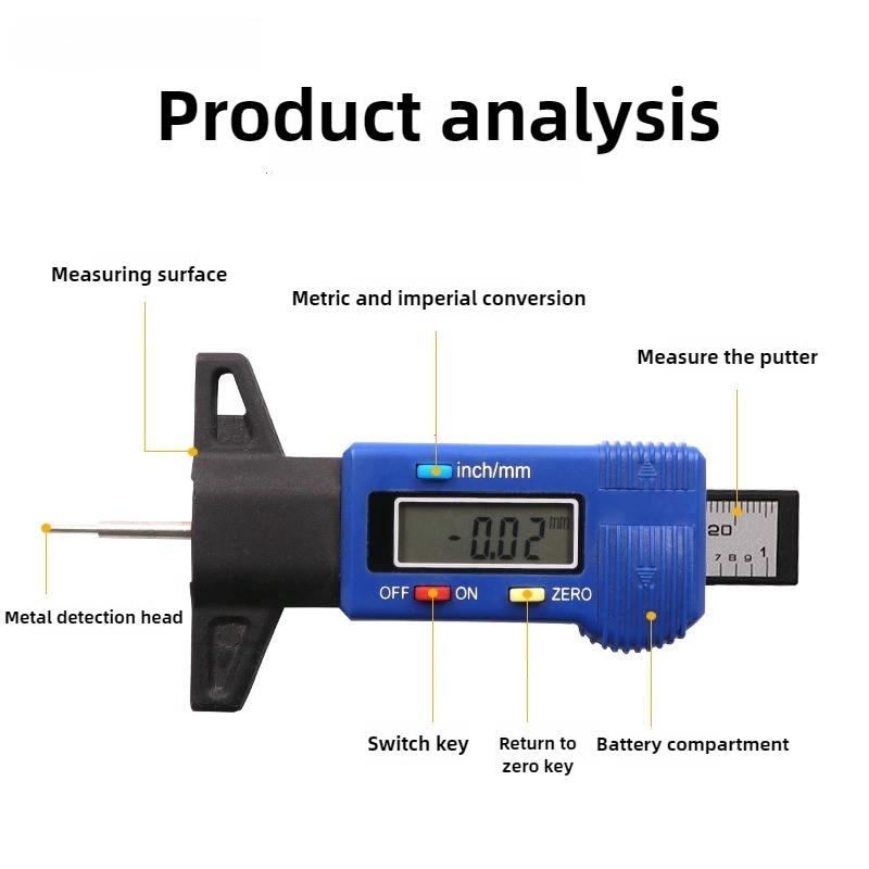 Digital Car Tyre Tire Tread Depth Gauge Meter Auto Tire Wear Detection Measuring Tool Caliper Thickness Gauges Monitoring System