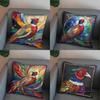2D Colorful Stained Glass Pheasant-Printed Pillow Cover Pattern Cushion Cover Suitable For Sofa Bedroom Car Pillow Cover