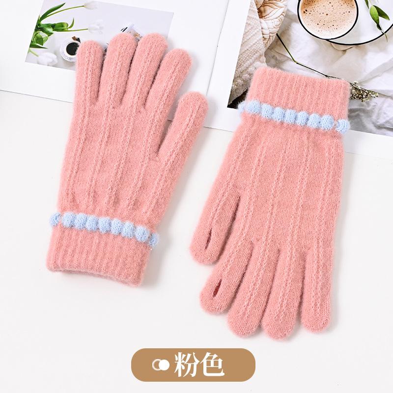 New Gloves Women's Winter Velvet Thickened Warm and Cold-proof Outdoor Touch Screen Student Riding Motorcycle Knitted Gloves