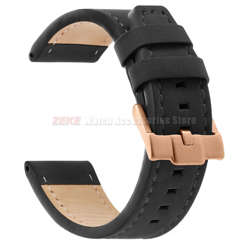 Vintage Matte Genuine Leather Watch Band for Omega for Rolex 18/20/22/24mm Black Brown Thick Straps Stitching Cowhide Wrist Belt