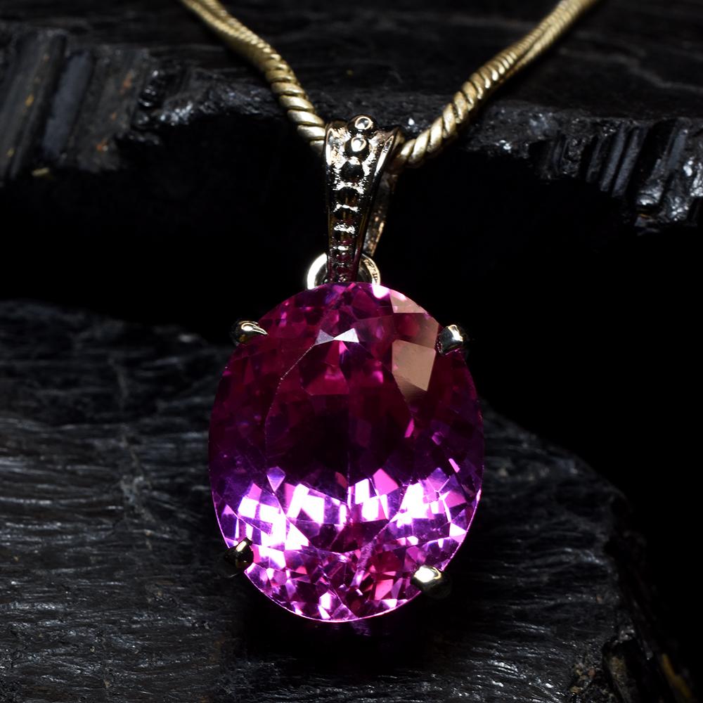 925 Sterlingsilber Rosa Saphir Anhänger Natürlich Oval 29 Karat ZERTIFIZIERTER Edelstein my.pd-06-k