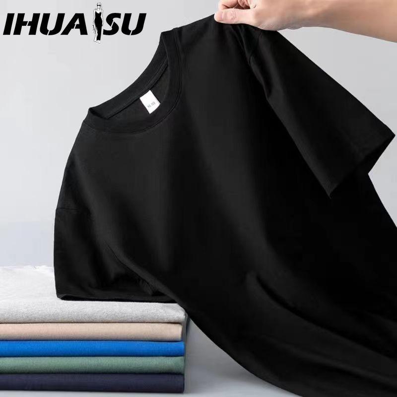IHUASU Bavlněné tričko s krátkým rukávem Pánská móda Košile s volným polovičním rukávem Košile s potiskem