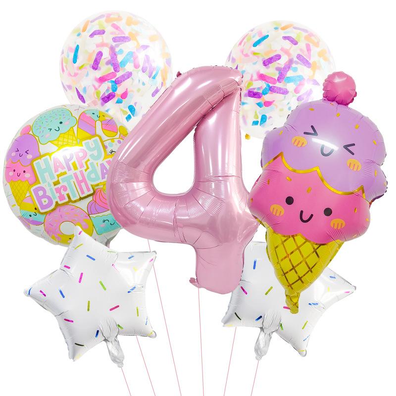 Candy Series Ice Cream Children'S Birthday Party Photo Arrangement Digital Aluminum Film Balloon Set