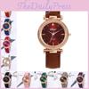 Elegant Women Vintage Matte Faux Leather Rhombus Crystal Stones Quartz Wrist Watch