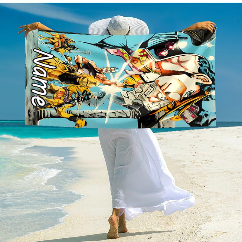 Personalisierte, maßgeschneiderte Strandhandtuch-Muster mit JoJo's Bizarre Adventure - weich, saugfähig, schnelltrocknend, perfekt für Schwimmen, Camping & Baden
