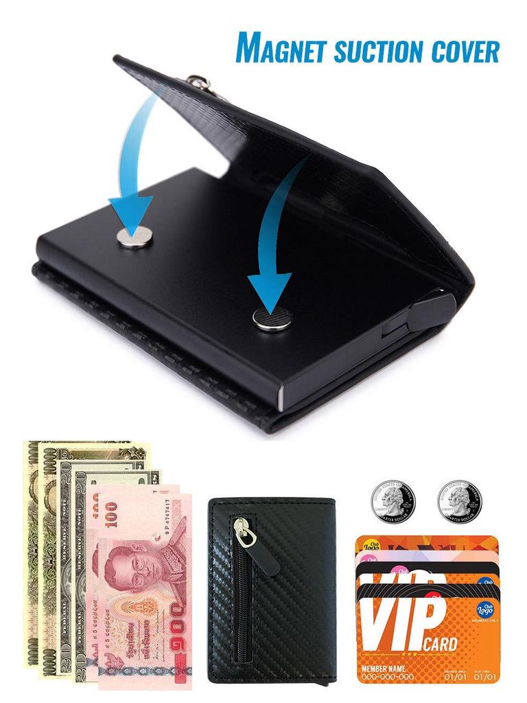 Men's RFID Anti-Theft Multifunctional Short Wallet with Large Capacity and Magnetic Card Holder