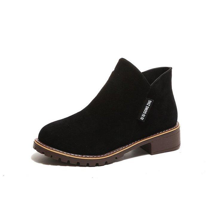 Complete four colors, all velvet side zipper round head suede low heel square heel fashion boots suede rubber short tube super