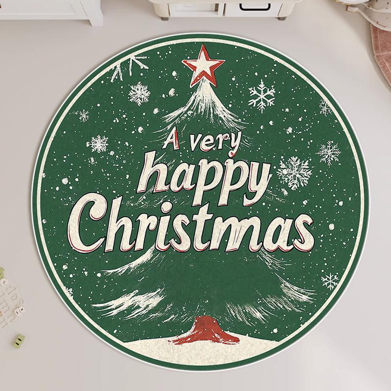 Christmas Round Carpet Atmosphere Washable Dirt Resistant Full Spread Sofa Coffee Table Blanket Christmas Tree Festive Decoration Mat