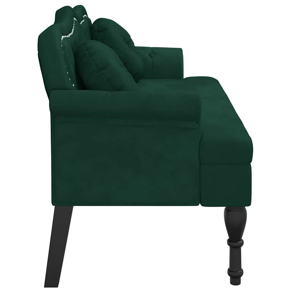 Bench with Cushions Dark Green 120.5 x 65 x 75 cm Velvet