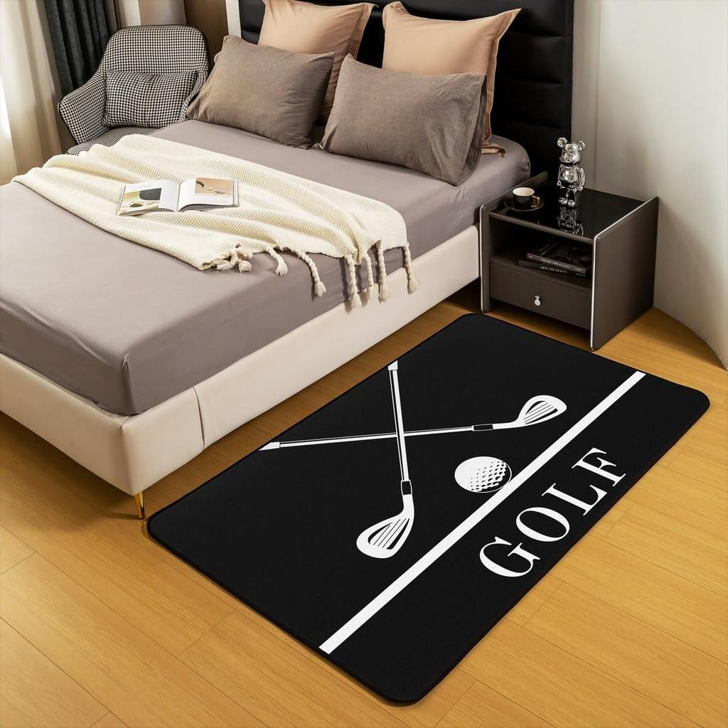 Erosebridal Golf Print Carpet,Golf Clubs Pattern Area Rug 4'11" X 3'3" for Bedroom Living Room Playroom,Sports Game Theme Indoor Floor Mat N